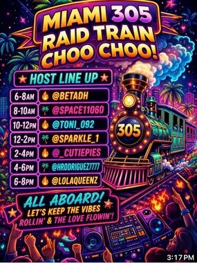 Miami 305 Raid Train Choo Choo! Neon Multi-Color Party Poster